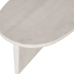 Wohnen Ovaler Couchtisch in Creme aus Massivholz - Nuvellas