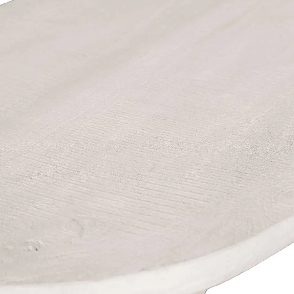 Wohnen Ovaler Couchtisch in Creme aus Massivholz - Nuvellas