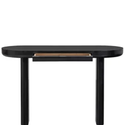 Ovaler Design Schreibtisch in Schwarz Holzoptik - Belinda^Wohnen Hot