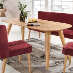 Wohnen Ovaler Eichentisch Kathyn im Retro Design