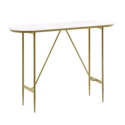 Wohnen Ovaler Konsolentisch mit Glas Marmoroptik - Bremona