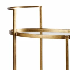 Wohnen Ovaler Serviertisch Burina auf Rollen in Messing mit Glas