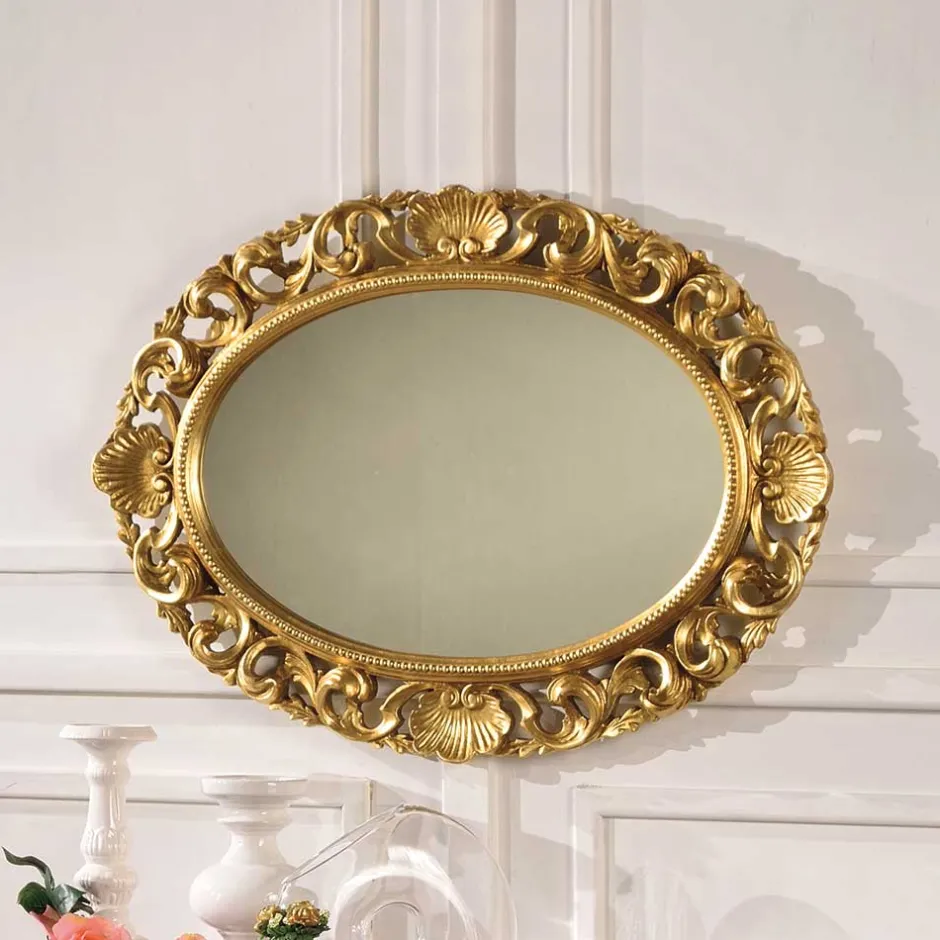 Ovaler Spiegel mit goldenem Rahmen - Carlenna^Wohnen Online