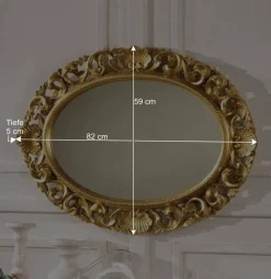 Ovaler Spiegel mit goldenem Rahmen - Carlenna^Wohnen Online
