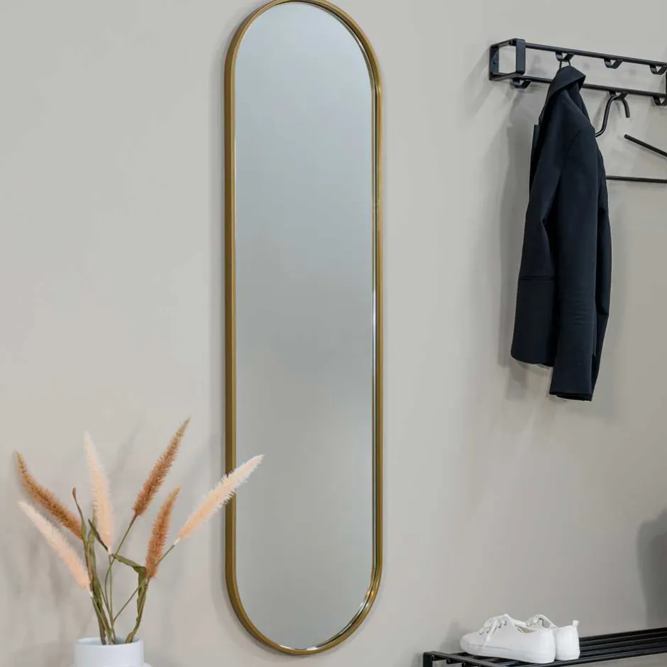 Ovaler Wandspiegel in Gold - Bali^Wohnen Discount