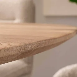 Wohnen Ovaler Wildeiche-Tisch mit weißem Spidergestell - French