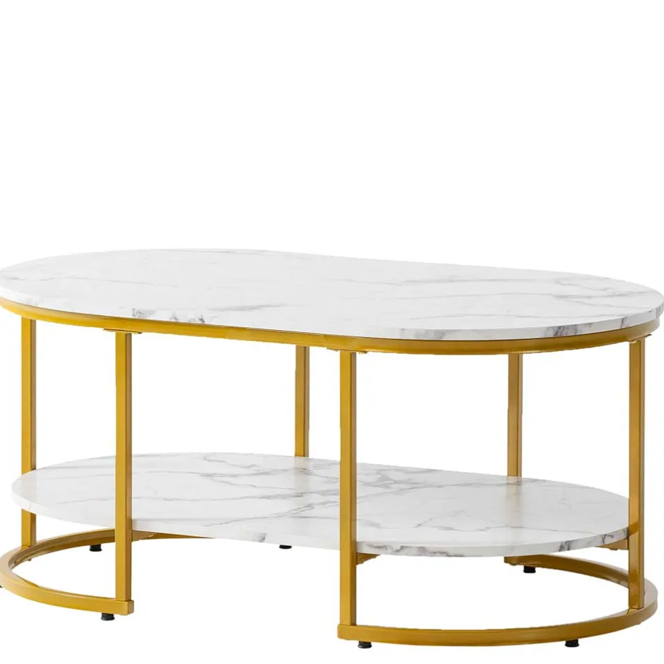 Ovaler Wohnzimmertisch im Marmor Look - Narkus^Wohnen New
