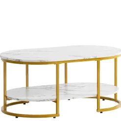Ovaler Wohnzimmertisch im Marmor Look - Narkus^Wohnen New