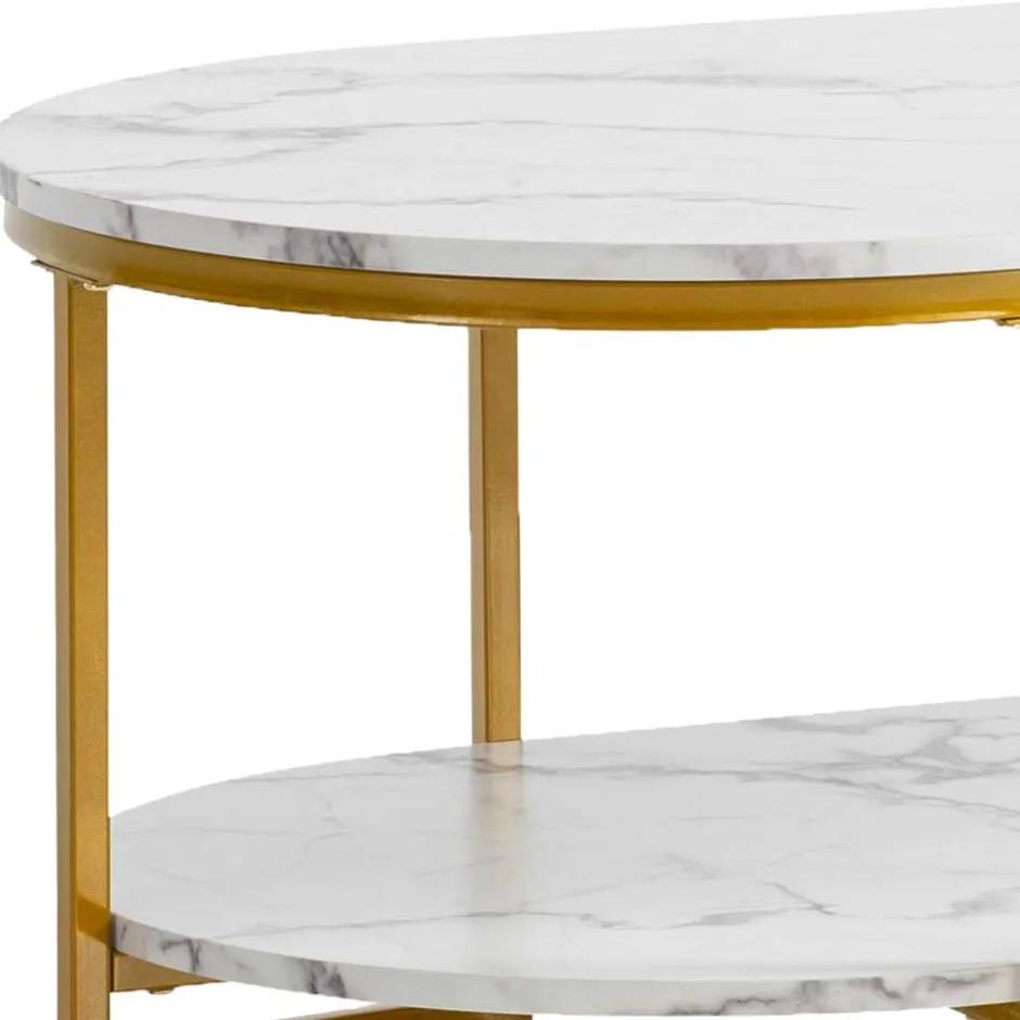 Ovaler Wohnzimmertisch im Marmor Look - Narkus^Wohnen New