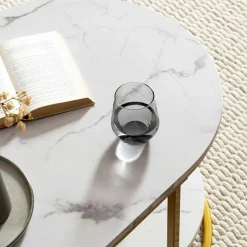 Ovaler Wohnzimmertisch im Marmor Look - Narkus^Wohnen New