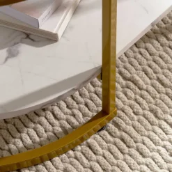 Ovaler Wohnzimmertisch im Marmor Look - Narkus^Wohnen New