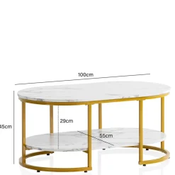 Ovaler Wohnzimmertisch im Marmor Look - Narkus^Wohnen New