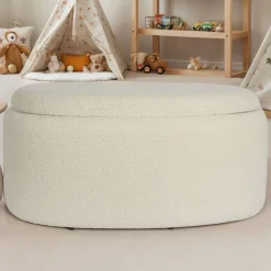 Wohnen Ovaler XL Hocker mit Stauraum-Truhe - Barracin