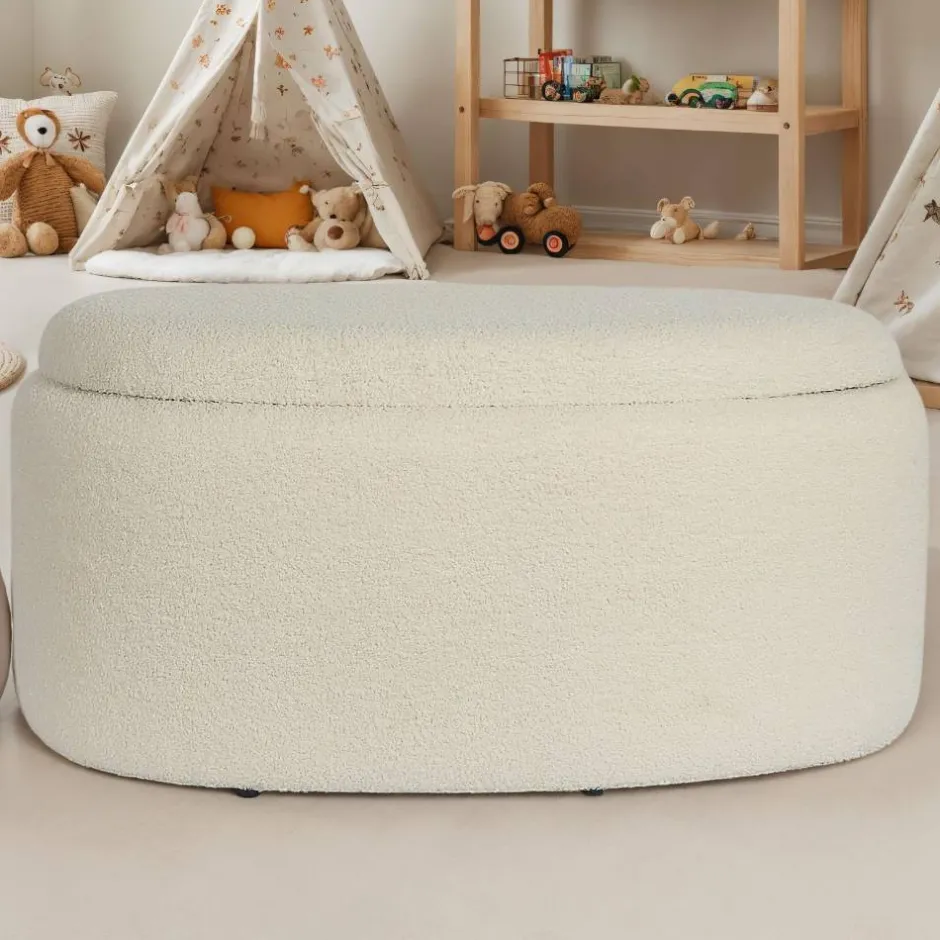 Wohnen Ovaler XL Hocker mit Stauraum-Truhe - Barracin