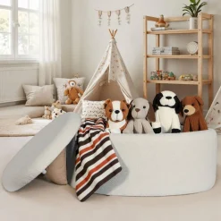 Wohnen Ovaler XL Hocker mit Stauraum-Truhe - Barracin