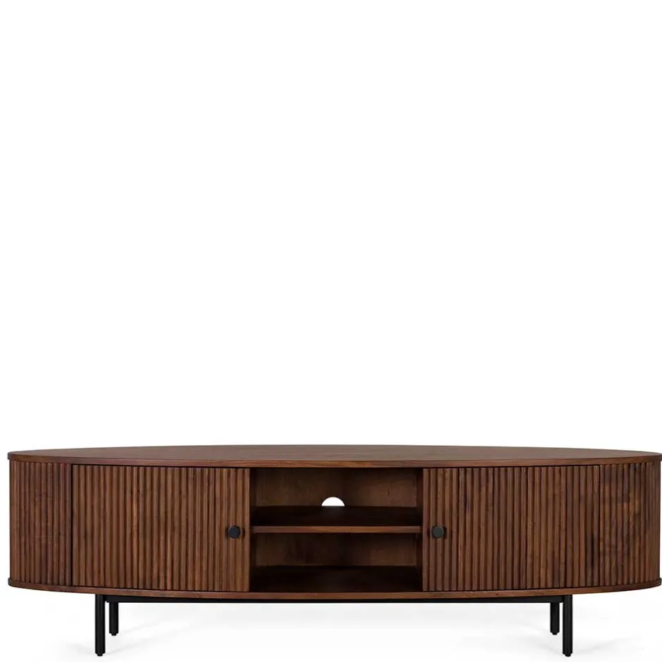 Wohnen Ovales Retro TV Lowboard aus Akazie - Chalil