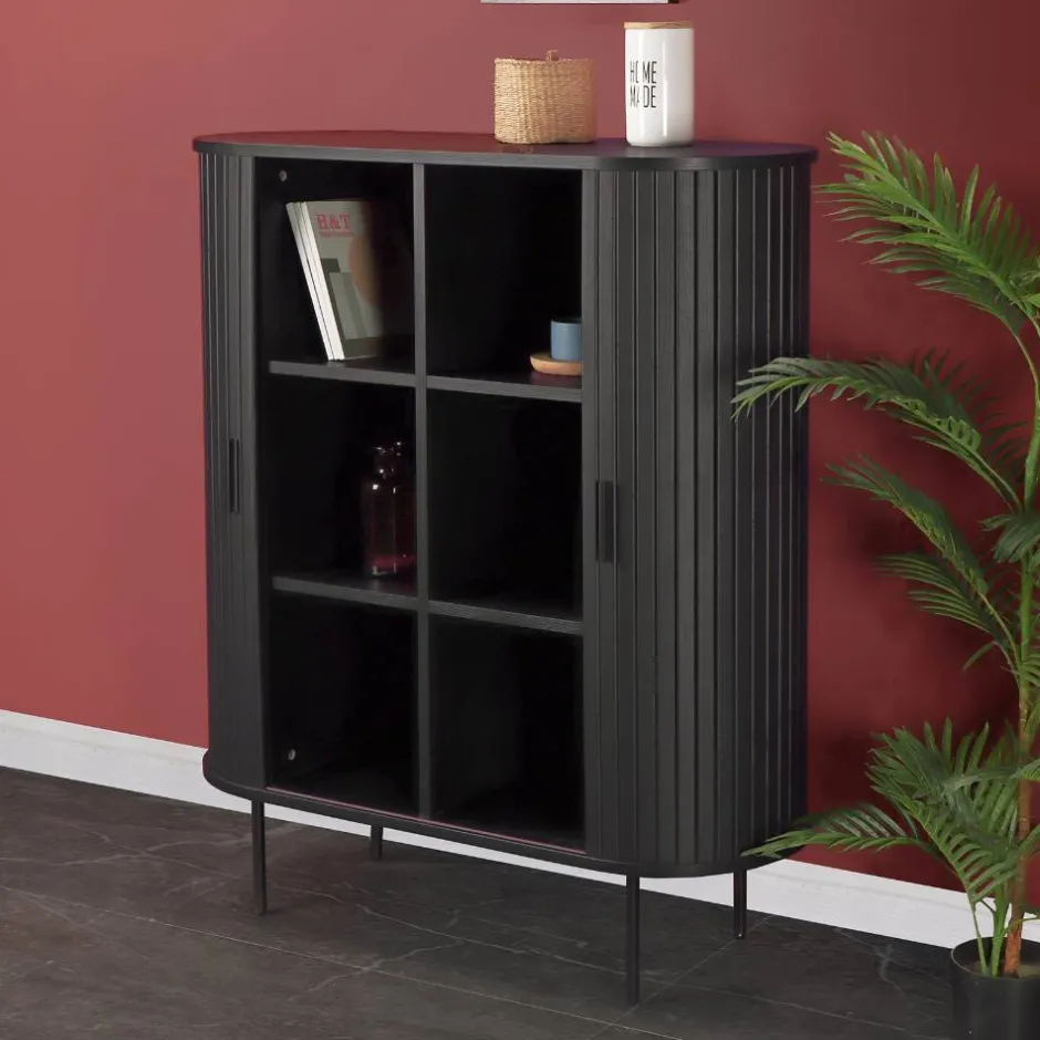 Ovales Schiebetüren-Highboard im Retro Design - Lurymav^Wohnen Outlet