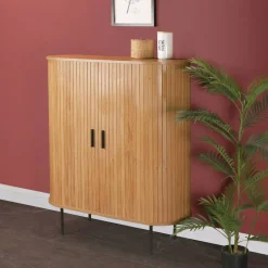 Wohnen Ovales Skandi-Highboard mit Schiebetüren - Barnetta