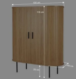 Wohnen Ovales Skandi-Highboard mit Schiebetüren - Barnetta