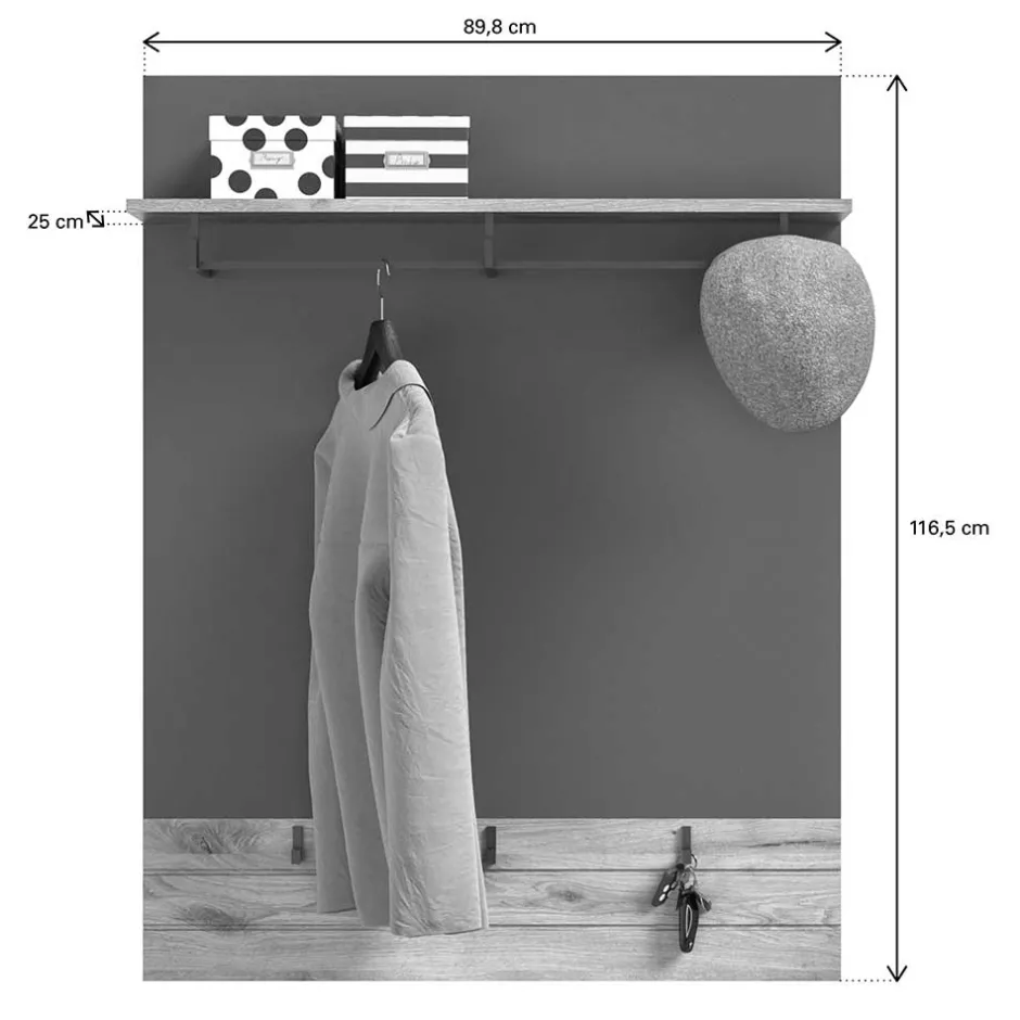 Paneel Garderobe mit Stange & 6 Haken - Catamaron^Wohnen New