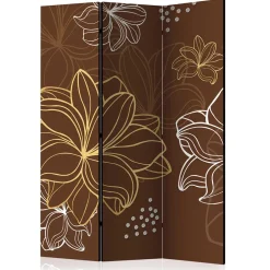Wohnen Paravent in Braun Weiß Gelb bedruckt - Sanni