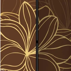 Wohnen Paravent in Braun Weiß Gelb bedruckt - Sanni