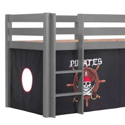 Kinder Wohnen Piratenhochbett mit Rutsche in Grau - Ainbols