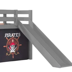 Kinder Wohnen Piratenhochbett mit Rutsche in Grau - Ainbols