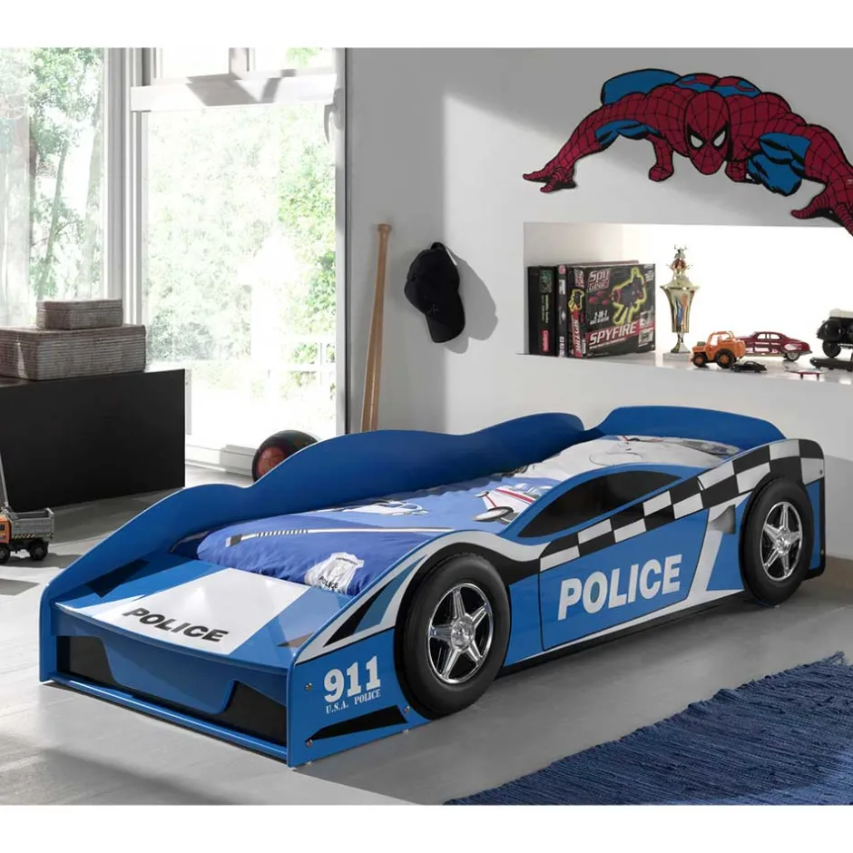 Kinder Wohnen Polizeibett mit Matratze 70x140 cm - Adendro