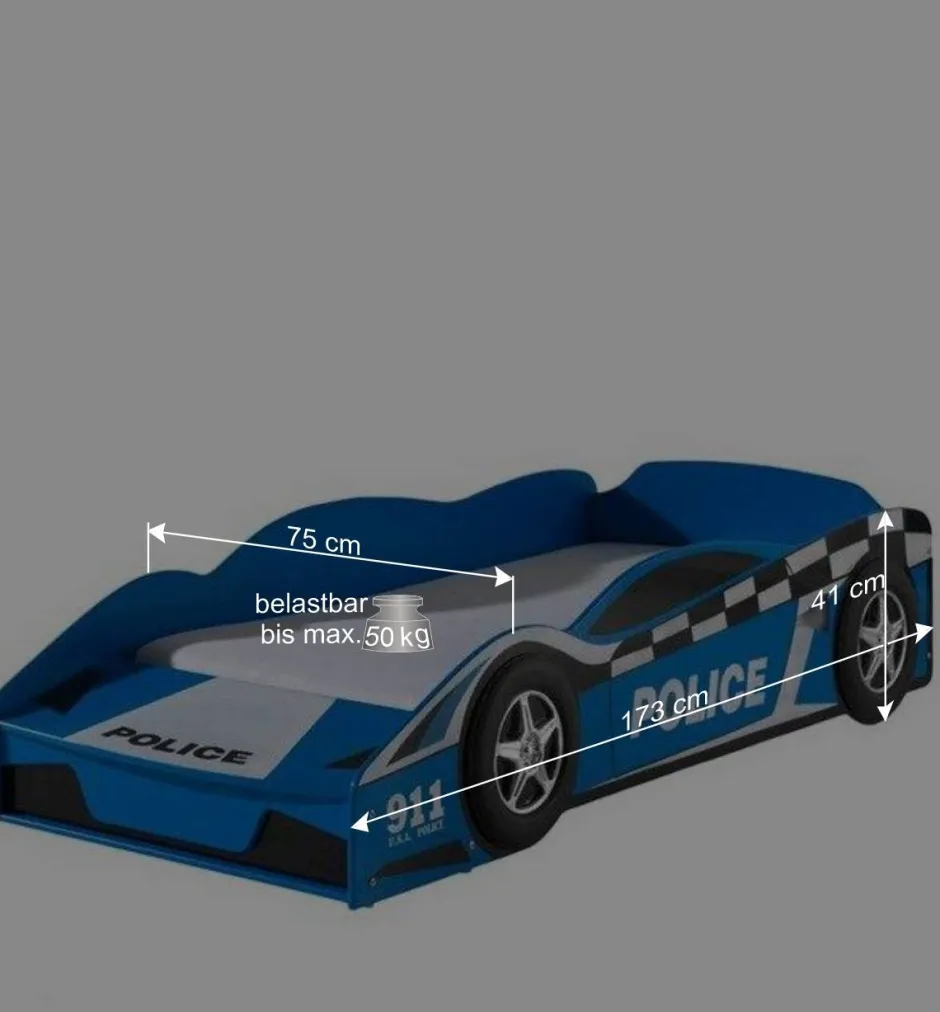Kinder Wohnen Polizeibett mit Matratze 70x140 cm - Adendro