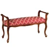 Wohnen Polsterbank in Rot Gold Muster Magari mit Holz Nussbaumfarben