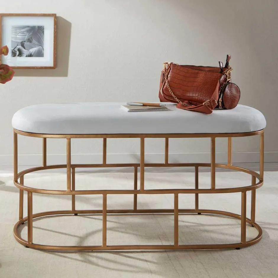 Polsterbank in Weiß Samt - Pysero^Wohnen Discount