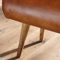 Wohnen Polsterbank mit Ledersitz in Cognac Braun - Tonas