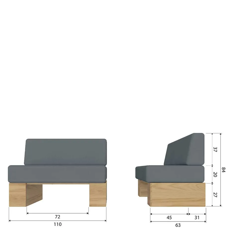 Polsterbank mit Rückenlehne in Grau - Ciannas^Wohnen Online
