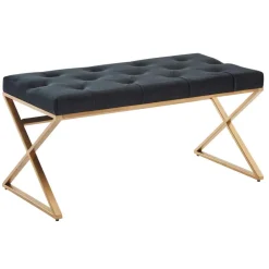 Polsterbank mit X-Füßen in Schwarz Samt - Felda^Wohnen Best