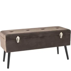 Wohnen Polsterbank Truhe aus Samt in Taupe - Landhuis