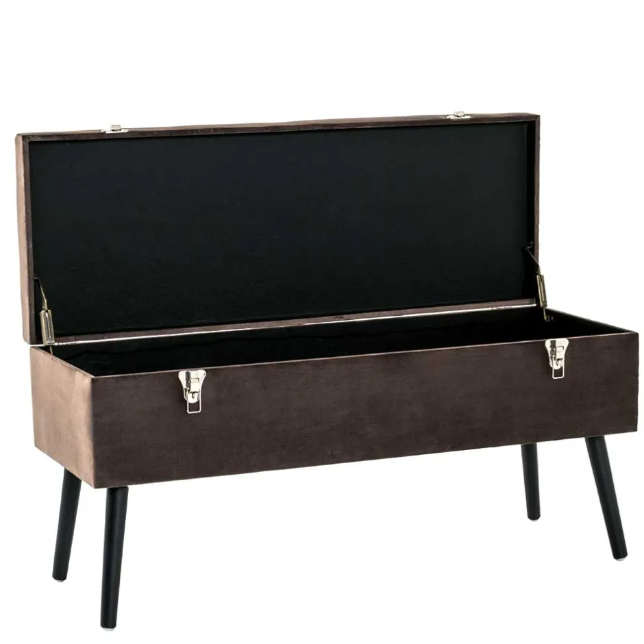 Wohnen Polsterbank Truhe aus Samt in Taupe - Landhuis