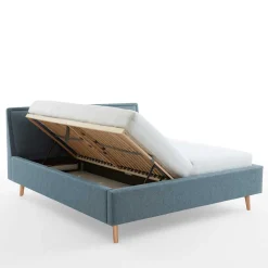 Polsterbett in Blaugrau & Eiche Natur - Grafics^Wohnen Clearance