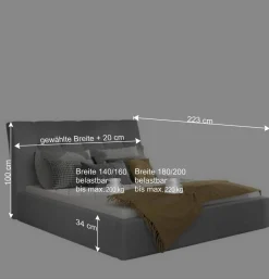 Wohnen Polsterbett in Currygelb Stoffbezug - Rosiblo