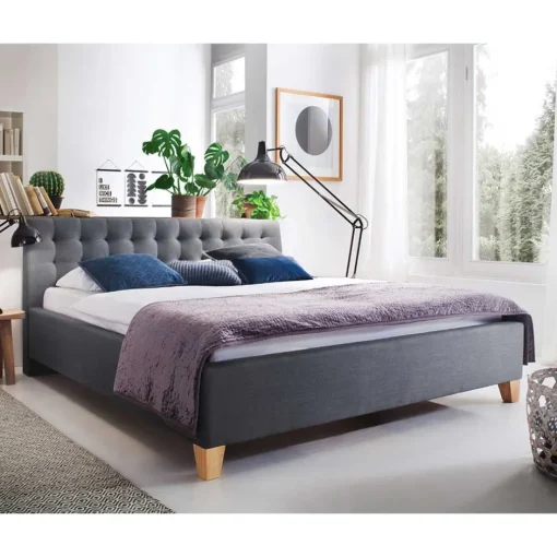 Polsterbett in Grau & Eiche - Saludio^Wohnen Online