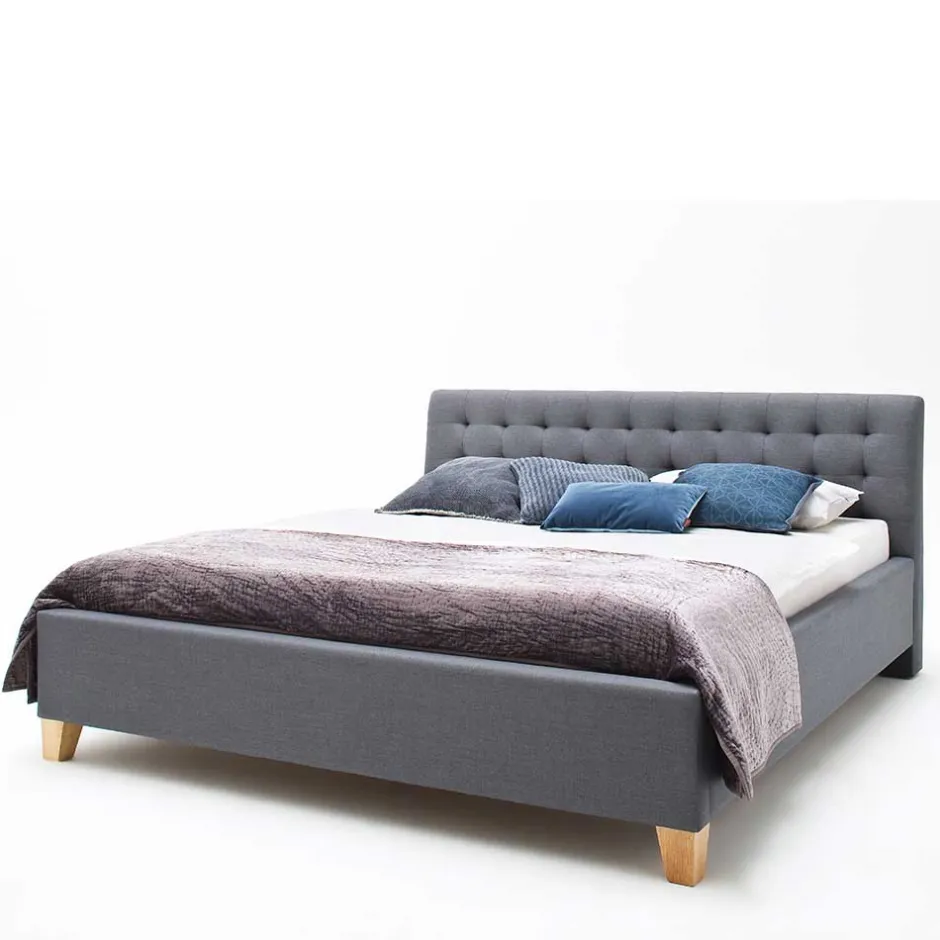 Polsterbett in Grau & Eiche - Saludio^Wohnen Online