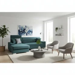 Wohnen Polsterecke mit Bettfunktion in Petrol Blau - Orastie