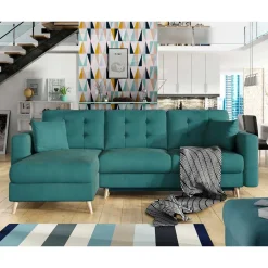 Polsterecke mit Schlaffunktion in Grün Samt - Mingo^Wohnen Hot