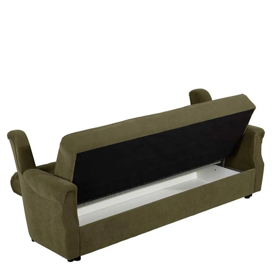 Polstergarnitur in Dunkelgrün Flockstoff - Ramira (dreiteilig)^Wohnen Best