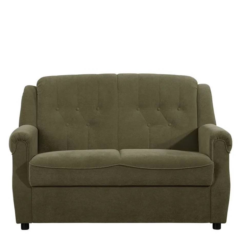 Polstergarnitur in Dunkelgrün Flockstoff - Ramira (dreiteilig)^Wohnen Best