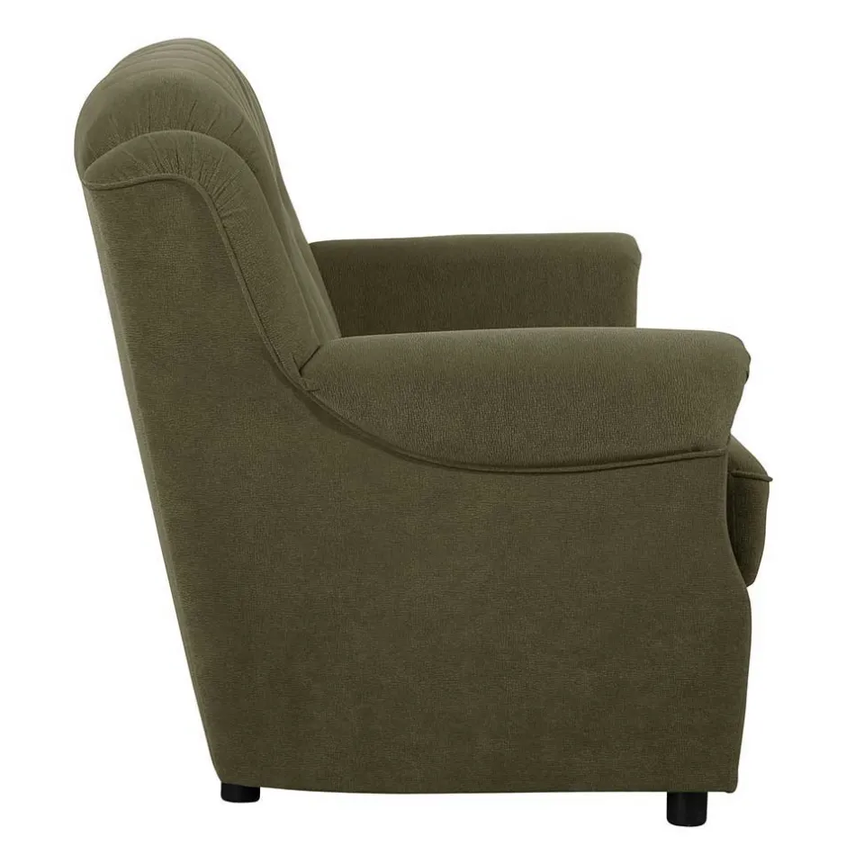 Polstergarnitur in Dunkelgrün Flockstoff - Ramira (dreiteilig)^Wohnen Best