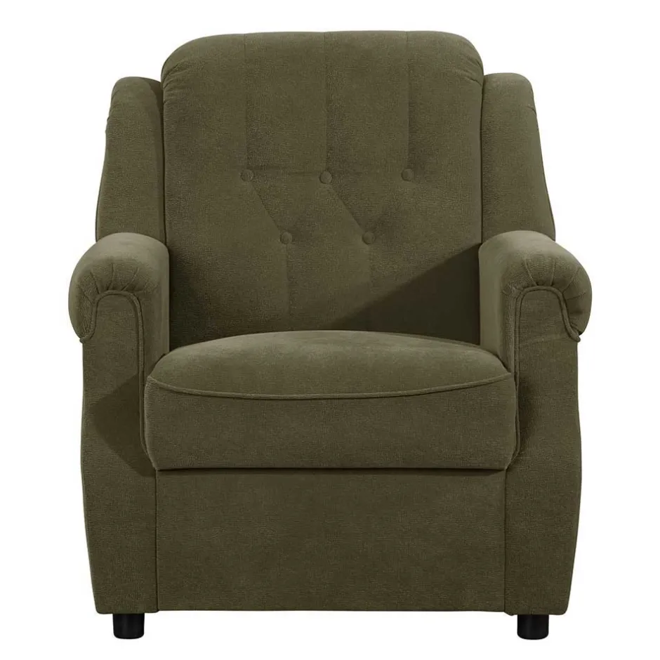 Polstergarnitur in Dunkelgrün Flockstoff - Ramira (dreiteilig)^Wohnen Best