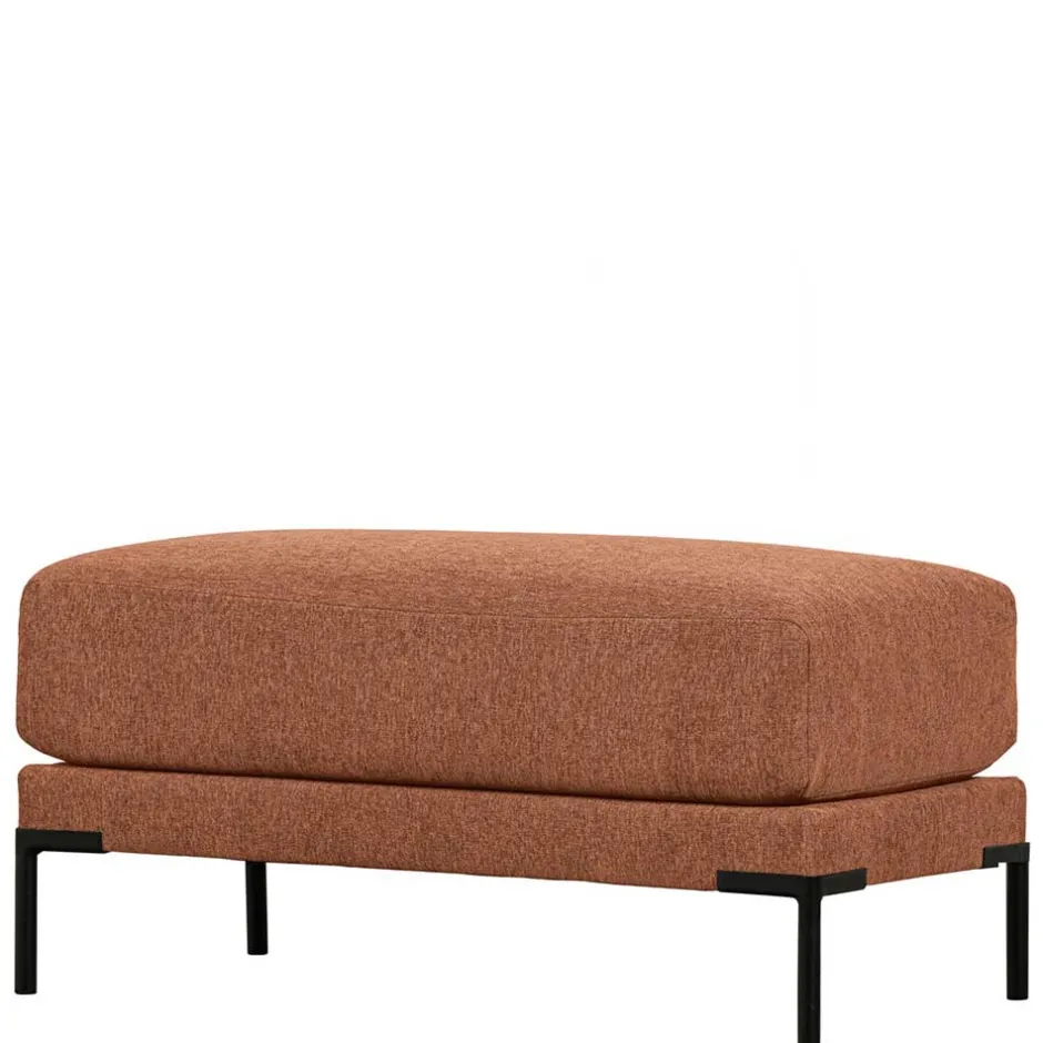 Polsterhocker aus Chenille in Rostbraun - Brixx^Wohnen