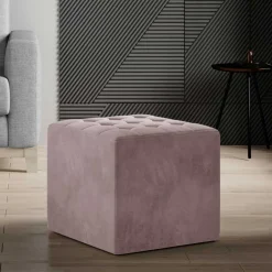 Wohnen Polsterhocker in Altrosa - matter Samt - Gazonia