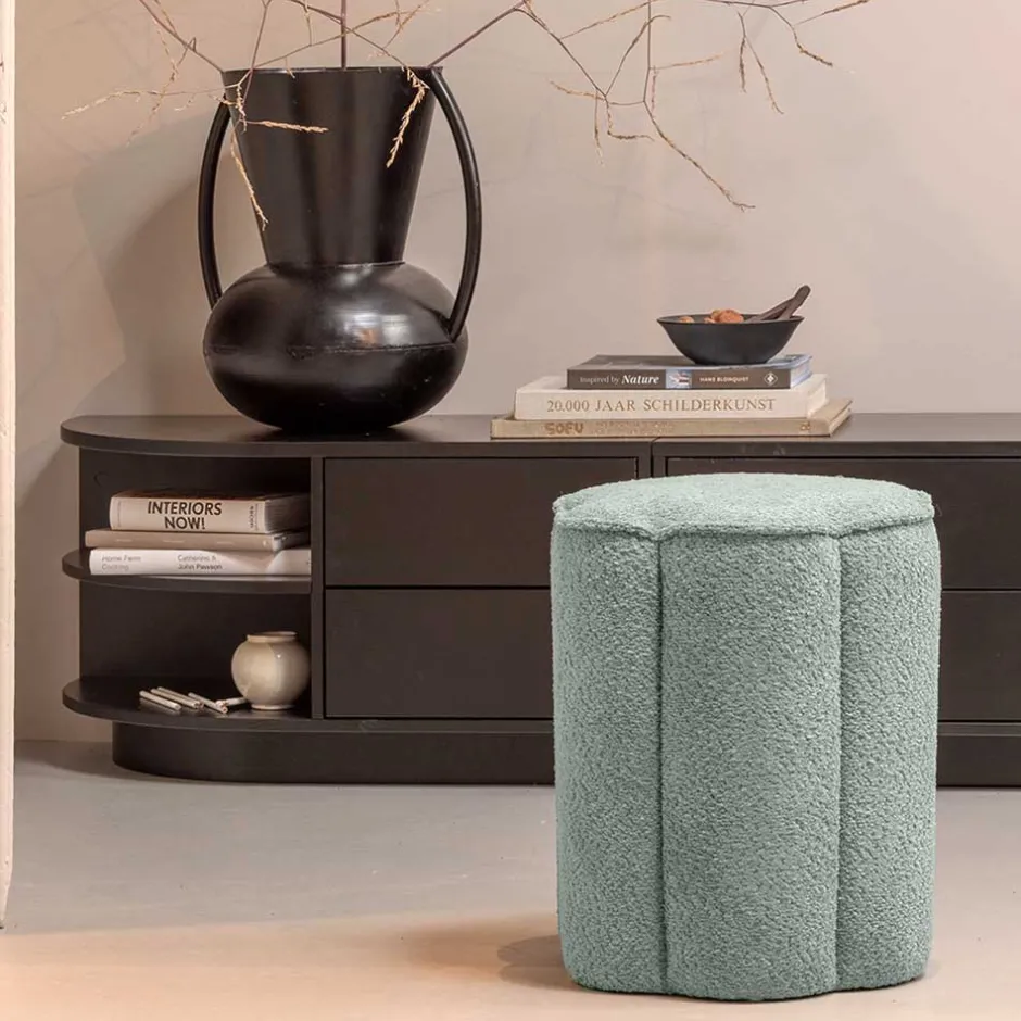 Wohnen Polsterhocker in Blaugrau Boucle - Ruffos (2er Set)